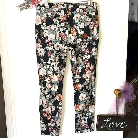 JEN 7 by 7 FOR ALL MANKIND BLACK FLORAL SKINNY ANKLE JEANS SIZE 8 - Picture 8 of 9